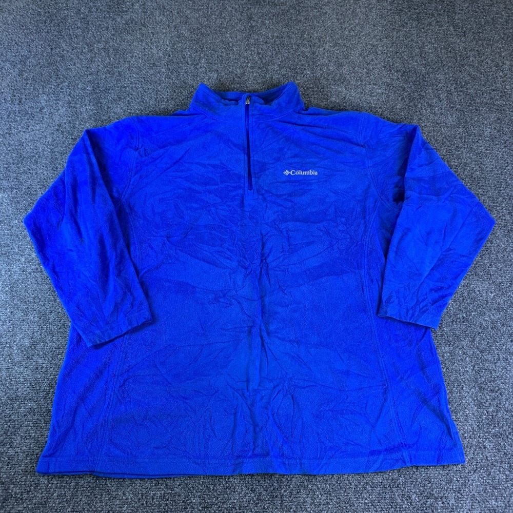 Columbia Sportswear Pine Ridge Half Zip Fleece Jacket Men Large Blue Logo Winter